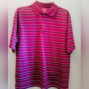 PGA Tour Men's Polo Shirt - Magenta Stripes